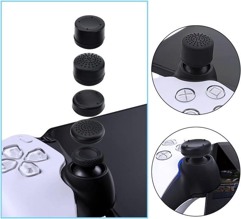 Sunmike PS Portal Thumb Grips Caps, Full Protection Analog Stick Cover Silicone Joystick Caps Anti-Scratch & Anti-Slip Thumbstick Replacement Covers for PS Portal Accessories 8 Pcs in 4 Size - Black - Image 2